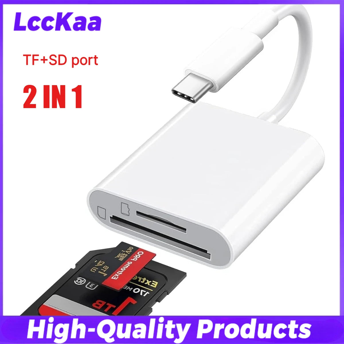 USB-C SD Card Reader, Dual Slot SD/MicroSD-USB C Hub 4K HDMI Multi Port 7 in 1 Adapter for IOS or Android