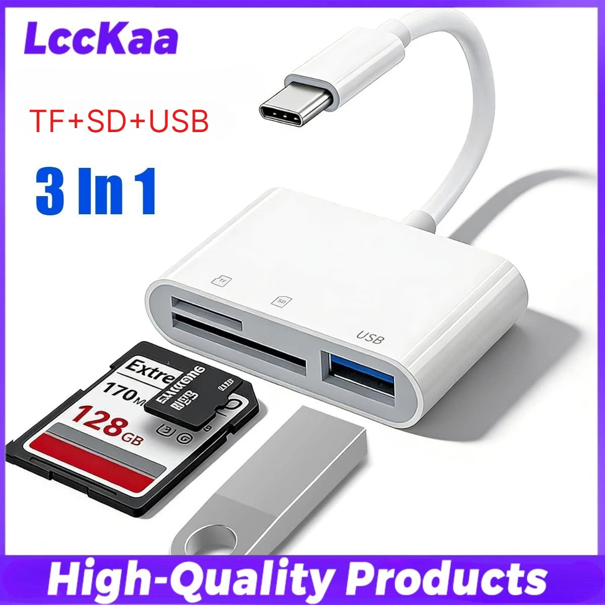 USB-C SD Card Reader, Dual Slot SD/MicroSD-USB C Hub 4K HDMI Multi Port 7 in 1 Adapter for IOS or Android