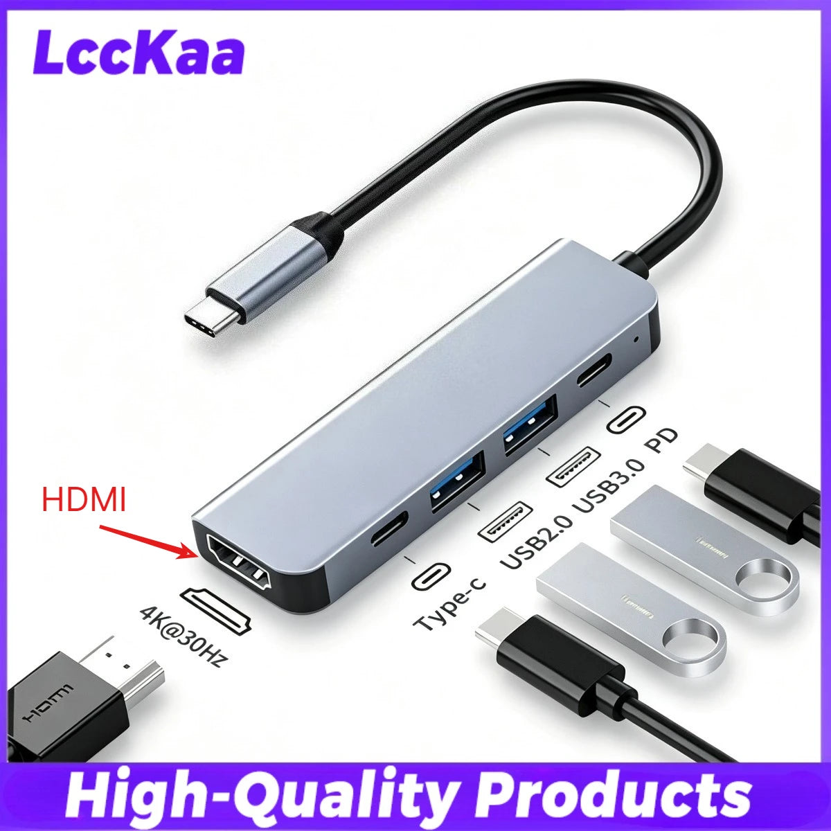 USB-C SD Card Reader, Dual Slot SD/MicroSD-USB C Hub 4K HDMI Multi Port 7 in 1 Adapter for IOS or Android