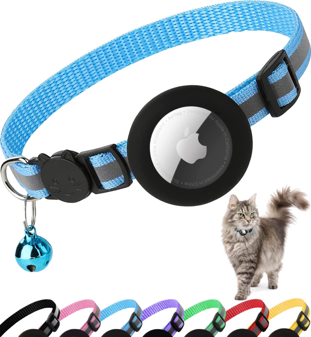 Reflective Breakaway Collar with Air Tag Holder