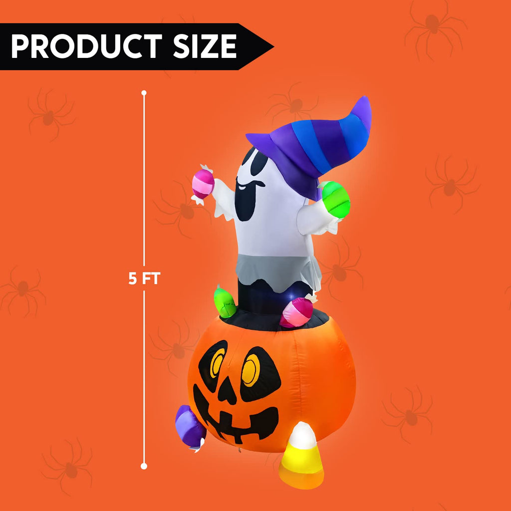 5 FT Halloween Inflatable Ghost in Pumpkin