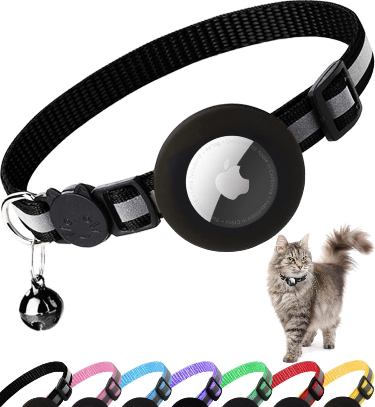 Reflective Breakaway Collar with Air Tag Holder
