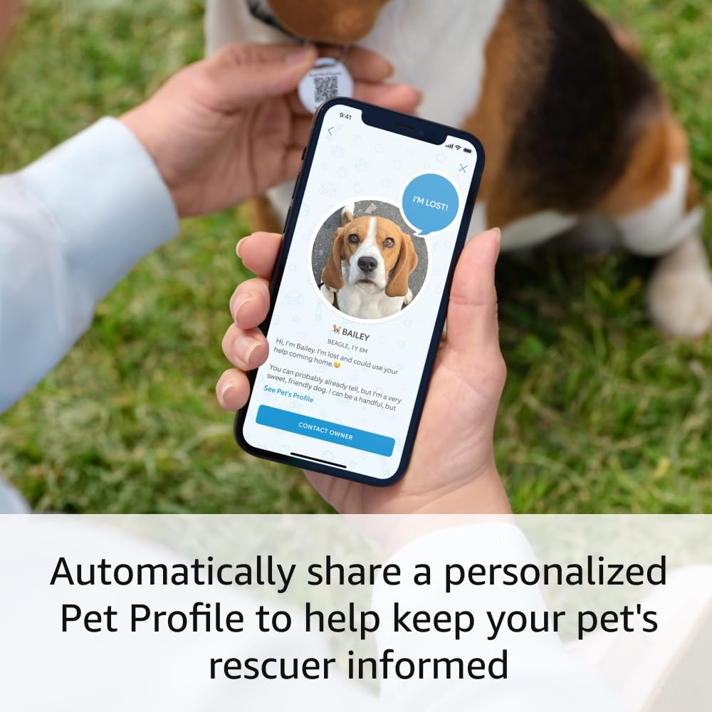 Easy-to-use tag with QR code | Real-time scan alerts | Shareable Pet Profile | No subscription or fees