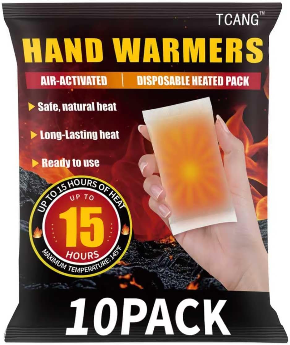 Hand Warmers Disposable - Up to 15 Hours of Heat - 10/50/100/200 Pack Super Lasting Air Activated Warmers, All Natural, Portable for Body, Hands & Toes - Odorless Hot Warmer Heater for Outdoor