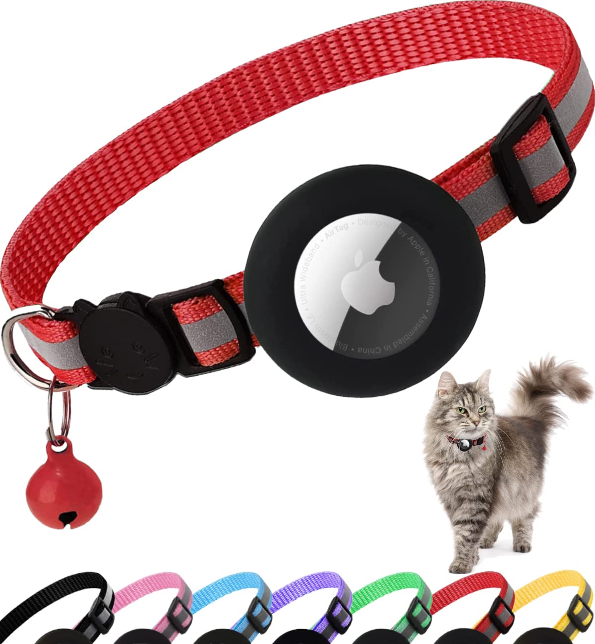Reflective Breakaway Collar with Air Tag Holder