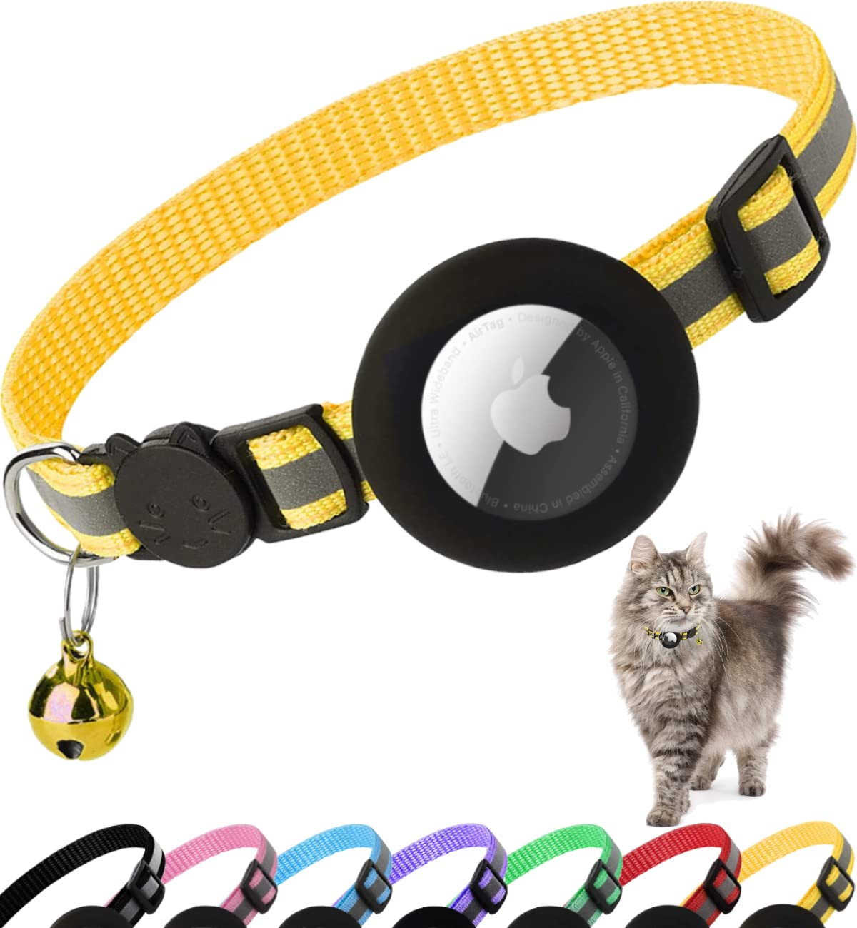 Reflective Breakaway Collar with Air Tag Holder
