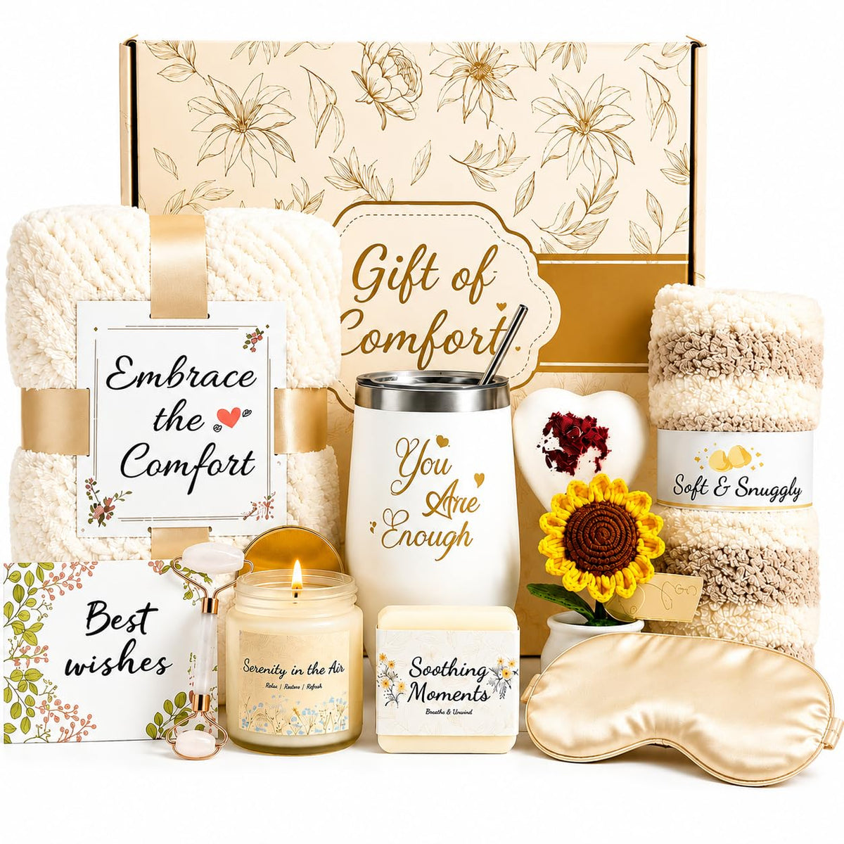 Sunflower Luxury Self-Care Gift Basket for Women (10-Piece Set)