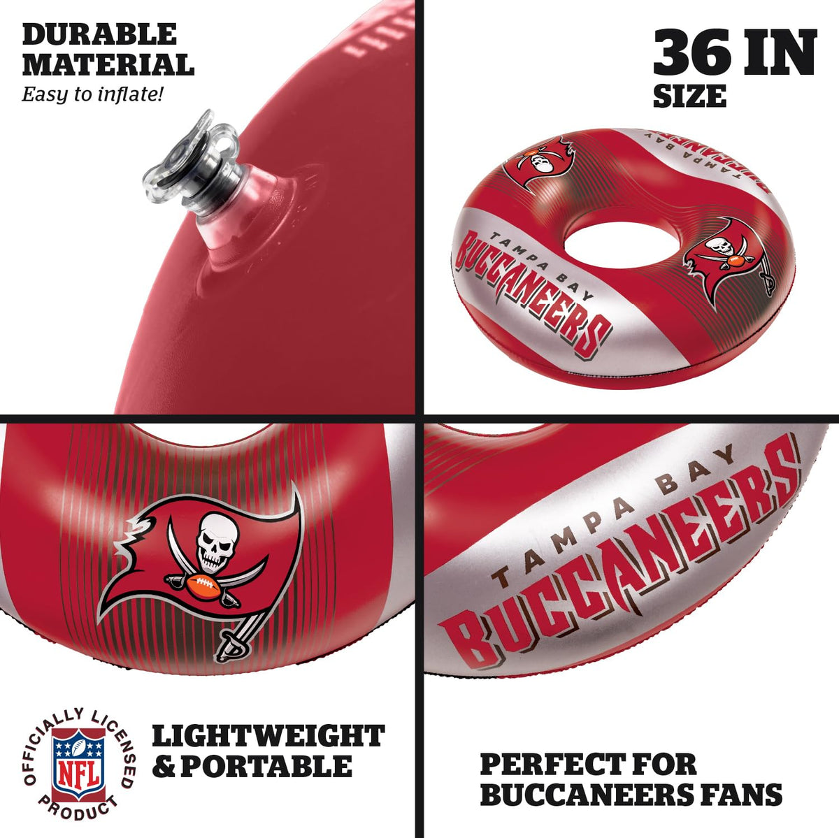 BigMouth 36” Inflatable Pool Floats Officially Licensed NFL Fan Gear Merchandise Inner Tube for Adults and Teens