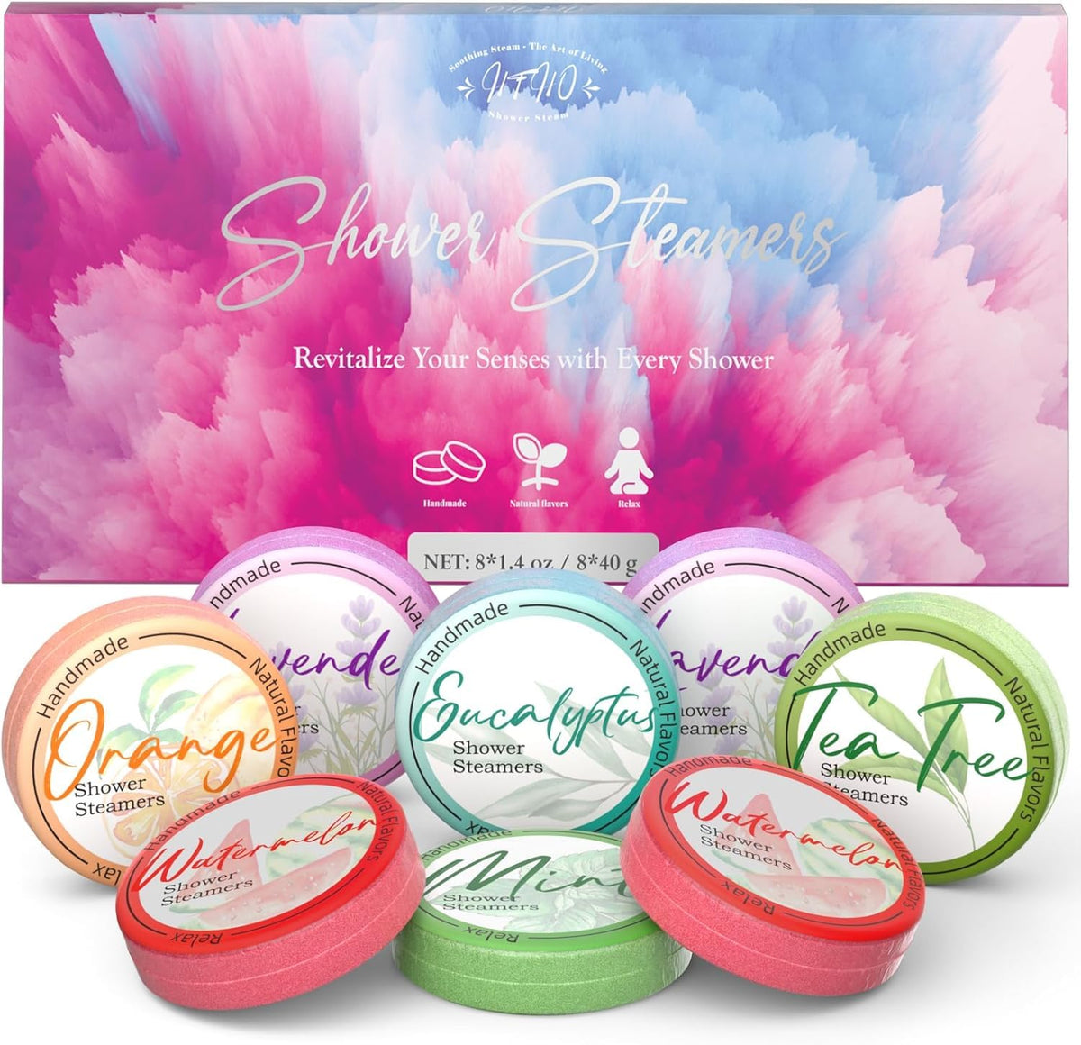Aromatherapy Shower Steamers 8-Pack | Natural Essential Oils Home Spa