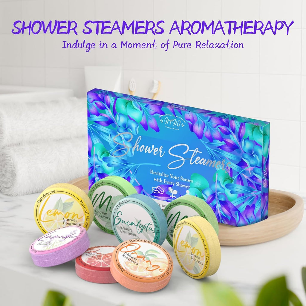 Aromatherapy Shower Steamers 8-Pack | Natural Essential Oils Home Spa