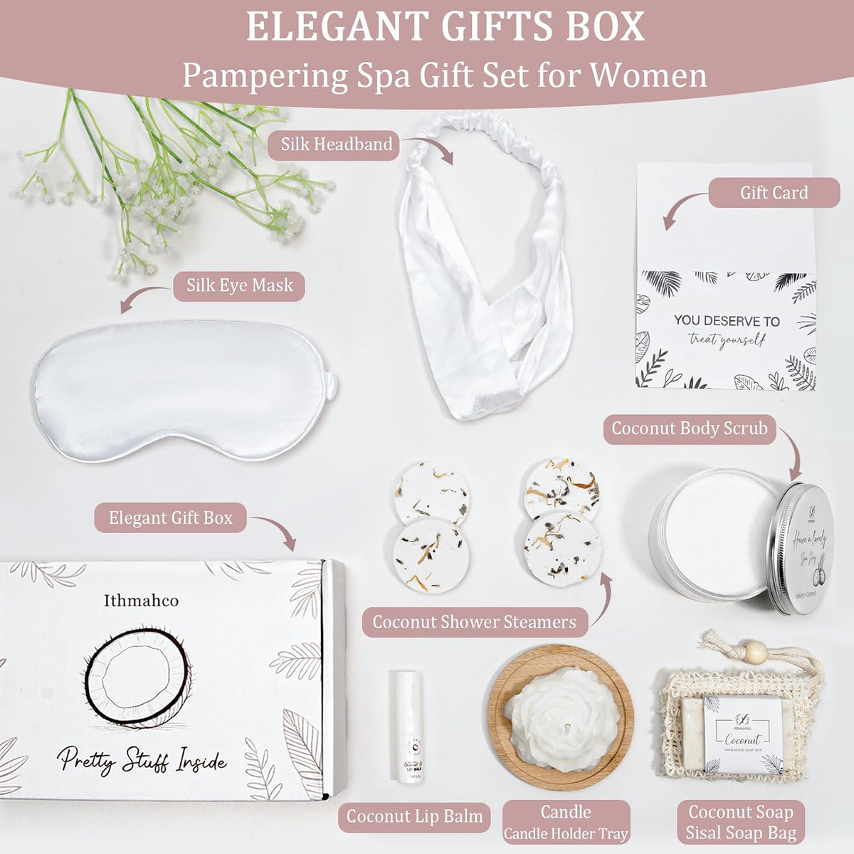 Luxury Coconut Home Spa Gift Set for Women (8-Piece Set)