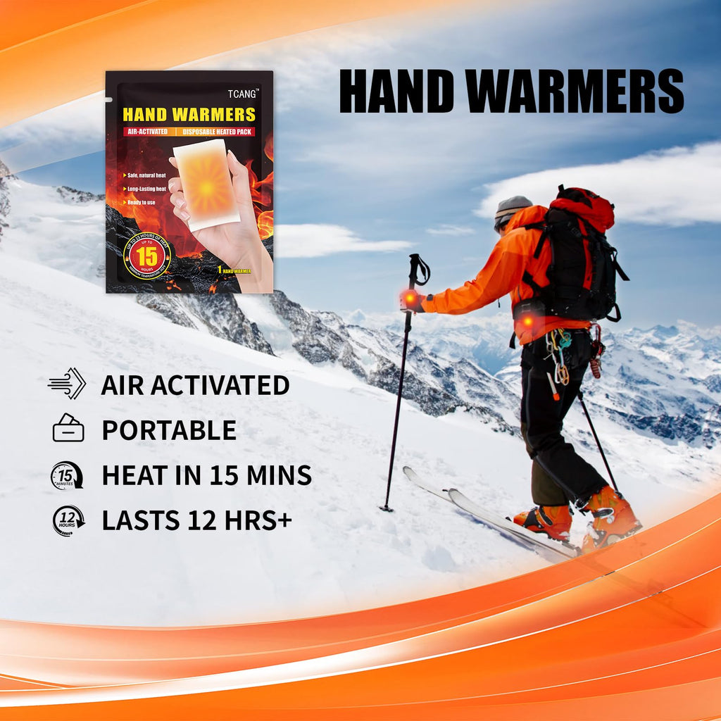 Hand Warmers Disposable - Up to 15 Hours of Heat - 10/50/100/200 Pack Super Lasting Air Activated Warmers, All Natural, Portable for Body, Hands & Toes - Odorless Hot Warmer Heater for Outdoor