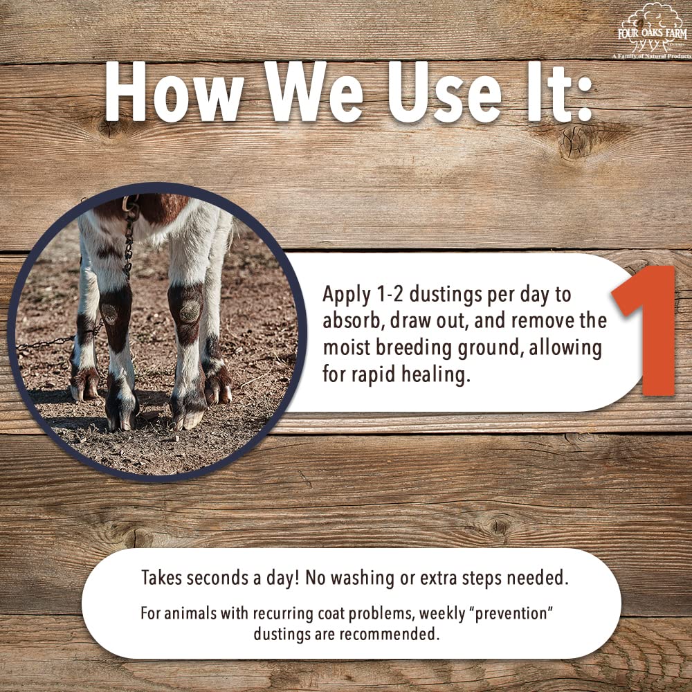 Four Oaks Farm Goat Hoof & Coat Powder - Wound Care, Heals/Prevents Foot Rot, Skin Problems - All Natural, Non-Caustic, Easy to Use (2.5 oz)