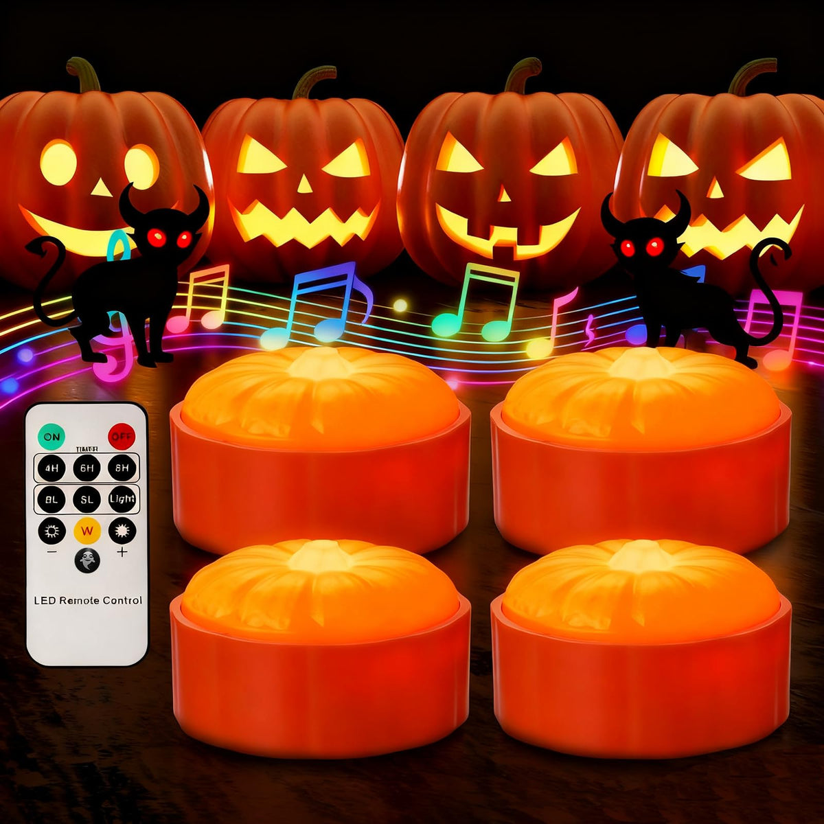 Rechargeable RGB Color Changing Halloween Pumpkin Lights with Remote Timer