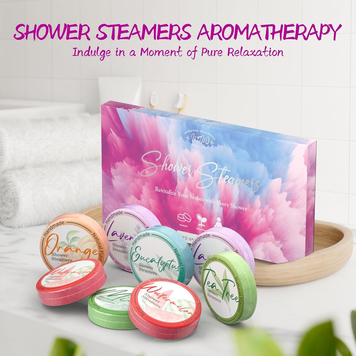Aromatherapy Shower Steamers 8-Pack | Natural Essential Oils Home Spa