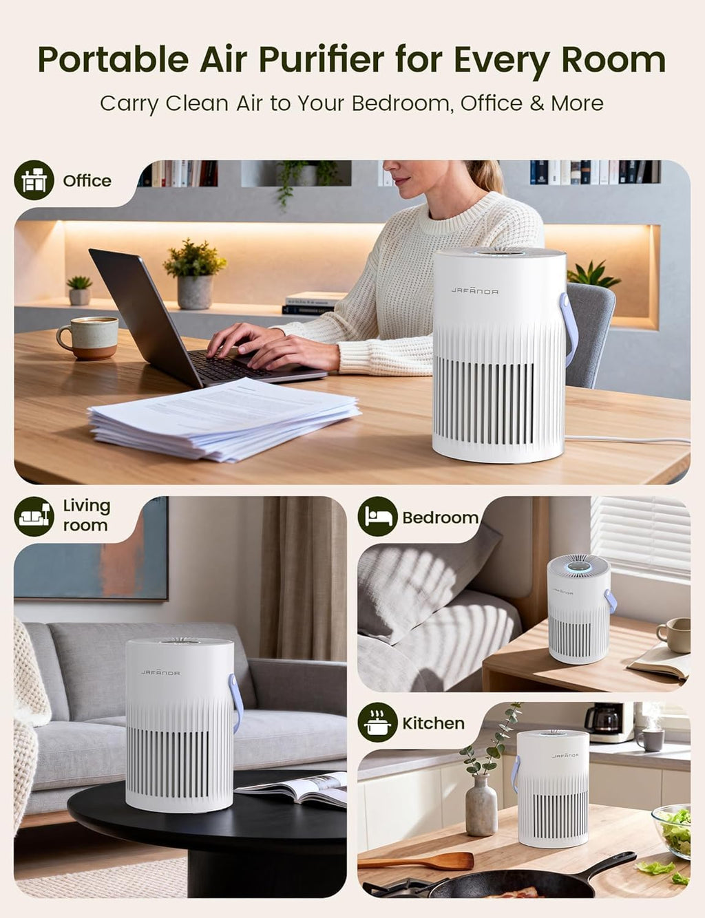Air Purifiers for Bedroom with 20dB Ultra-Quiet Sleep Mode
