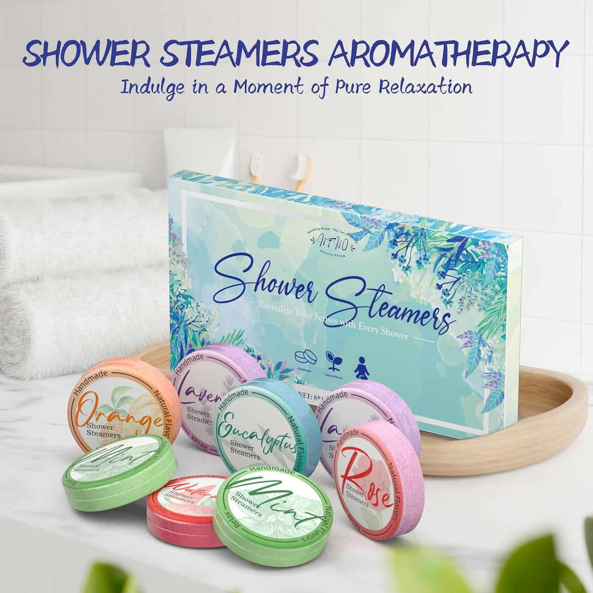 Aromatherapy Shower Steamers 8-Pack | Natural Essential Oils Home Spa