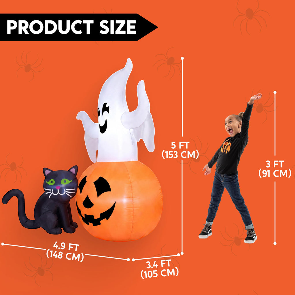5 FT Halloween Inflatable Ghost in Pumpkin