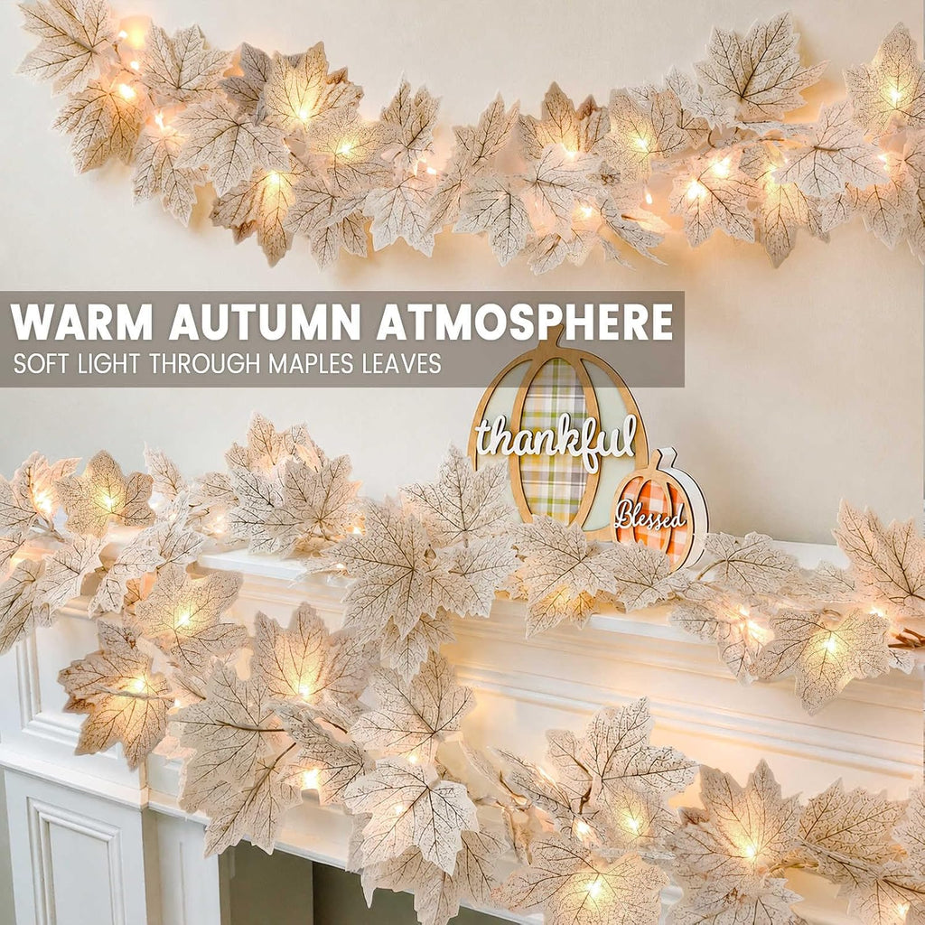 Fall Decor 2 Pack Lighted Fall Garland White, orange VARIETY