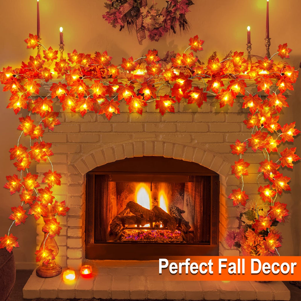 Fall Decor 2 Pack Lighted Fall Garland White, orange VARIETY