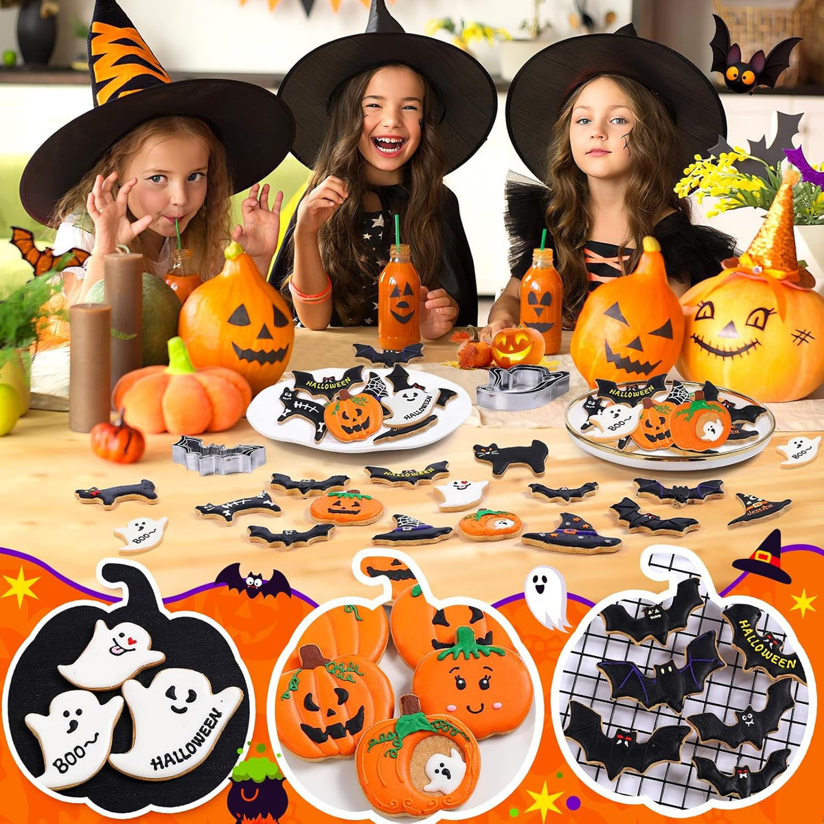Halloween Cookie Cutters 15 Pcs Set - Stainless Steel/5 Shapes