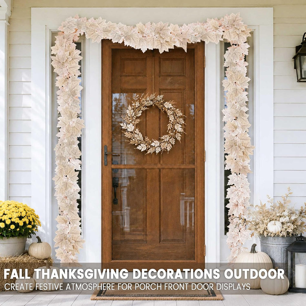 Fall Decor 2 Pack Lighted Fall Garland White, orange VARIETY