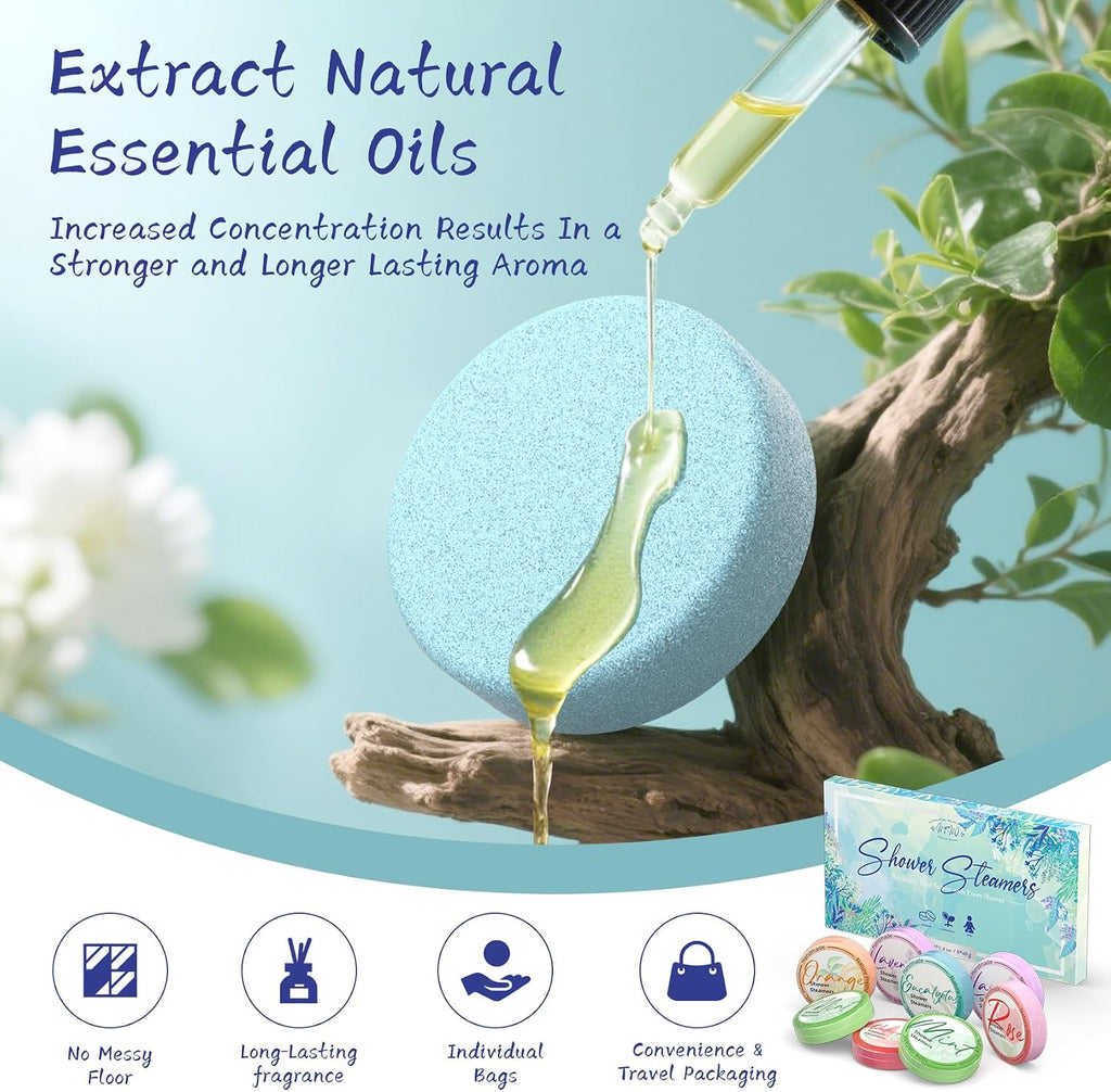Aromatherapy Shower Steamers 8-Pack | Natural Essential Oils Home Spa