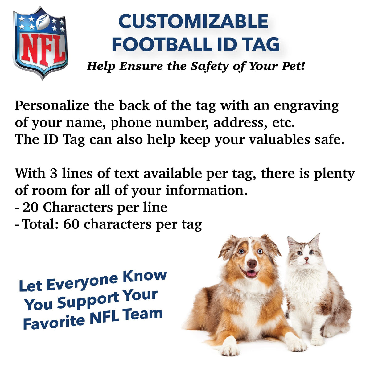 NFL Pet ID Tags – All 32 Teams | Personalized Engraved Dog & Cat Tags
