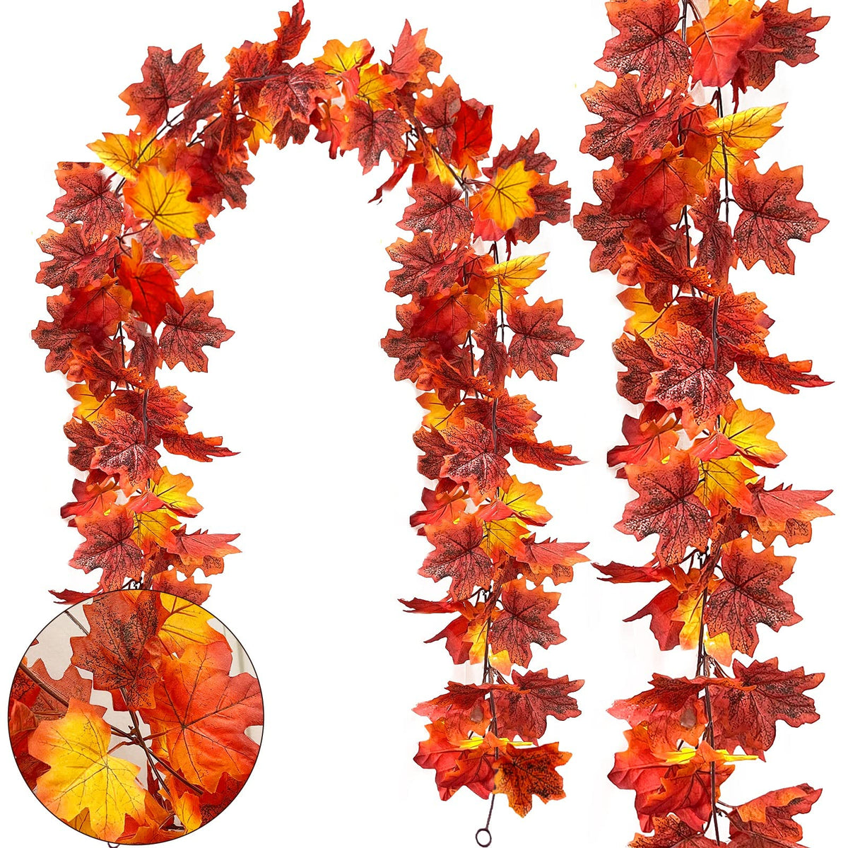 Fall Decor 2 Pack Lighted Fall Garland White, orange VARIETY