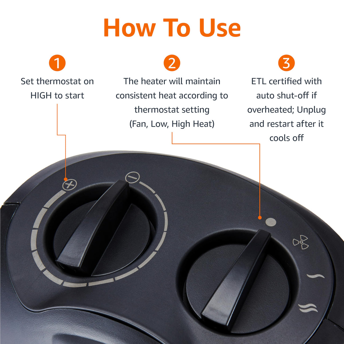 Ceramic Space Heater/Overheat and Tip-Over Protection/Thermostat/Non-Oscillating
