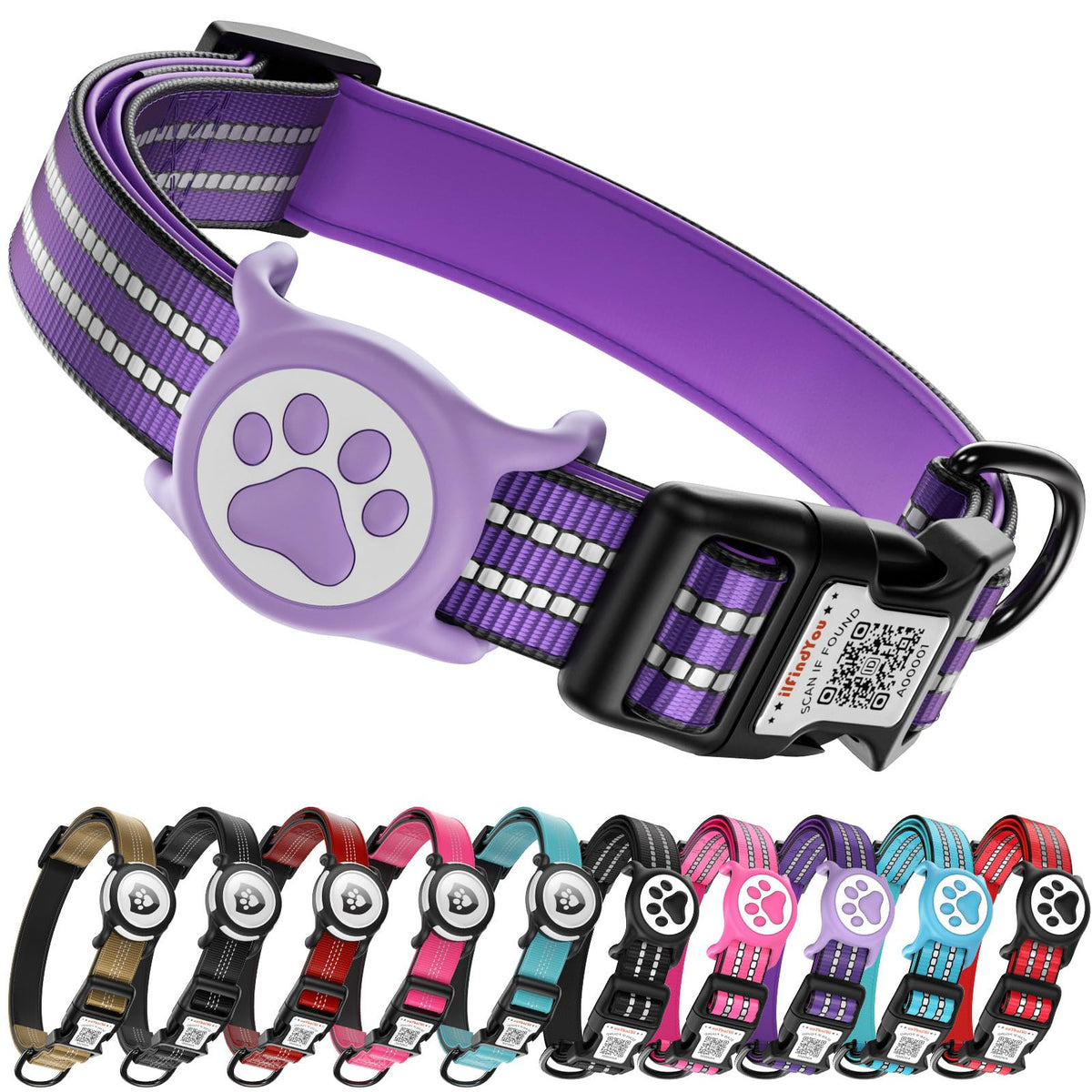 Waterproof AirTag Dog Collar with QR Code Dog Tag,