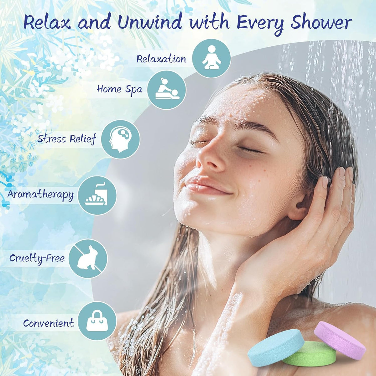 Aromatherapy Shower Steamers 8-Pack | Natural Essential Oils Home Spa