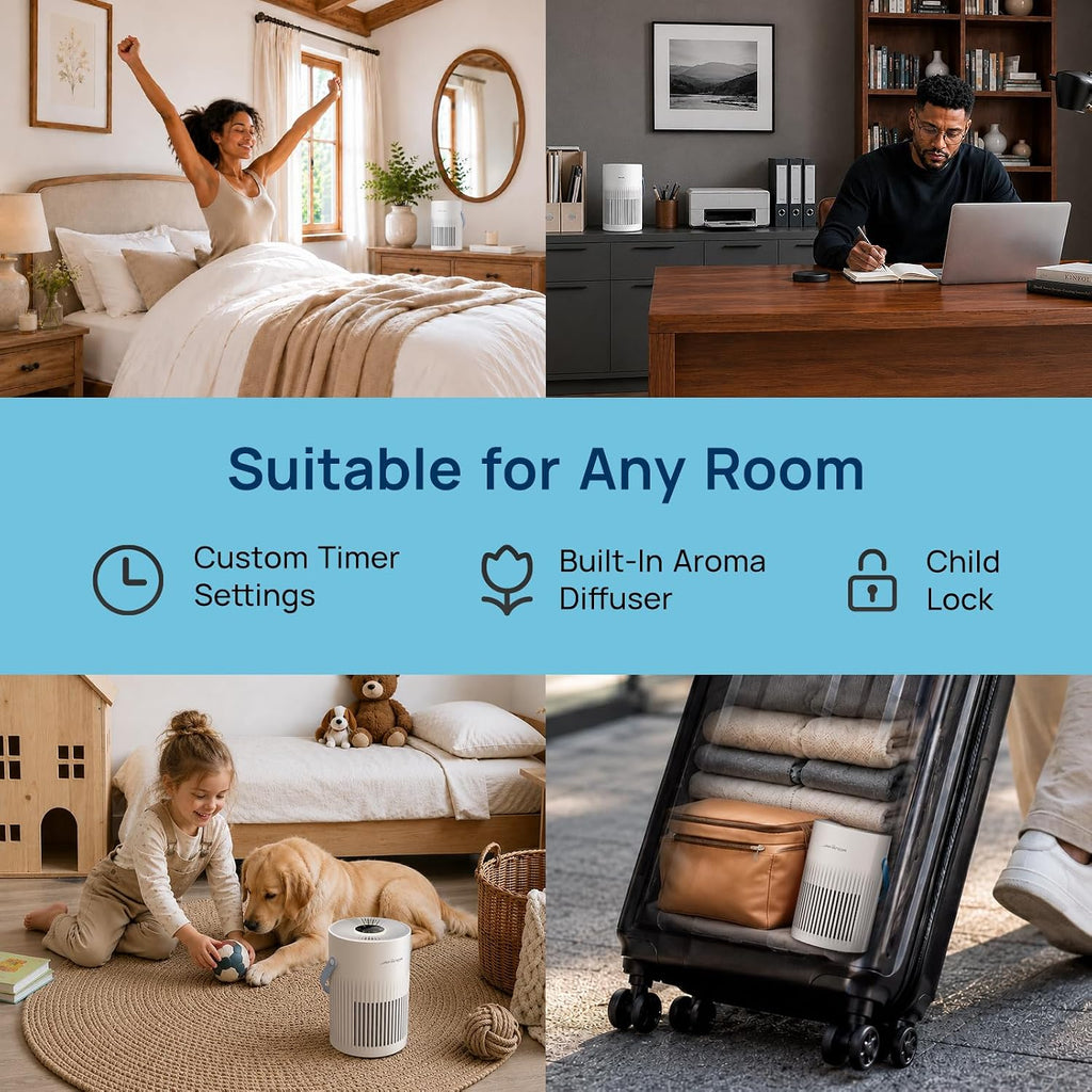 Air Purifiers for Bedroom with 20dB Ultra-Quiet Sleep Mode