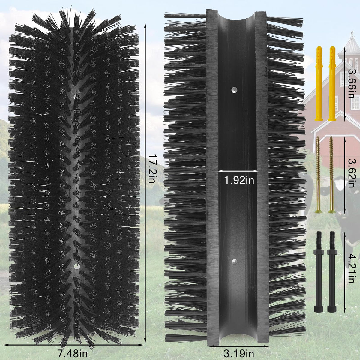 Livestock Scratching Brush Goat Scratcher Full Massage Grooming Brush with 8 Screws for Cattle, Sheep, Horses, Pigs