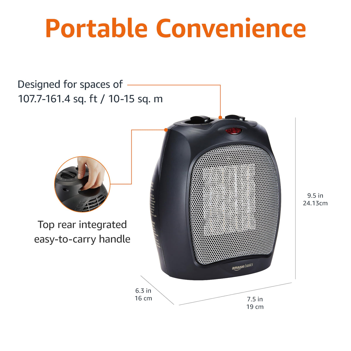 Ceramic Space Heater/Overheat and Tip-Over Protection/Thermostat/Non-Oscillating