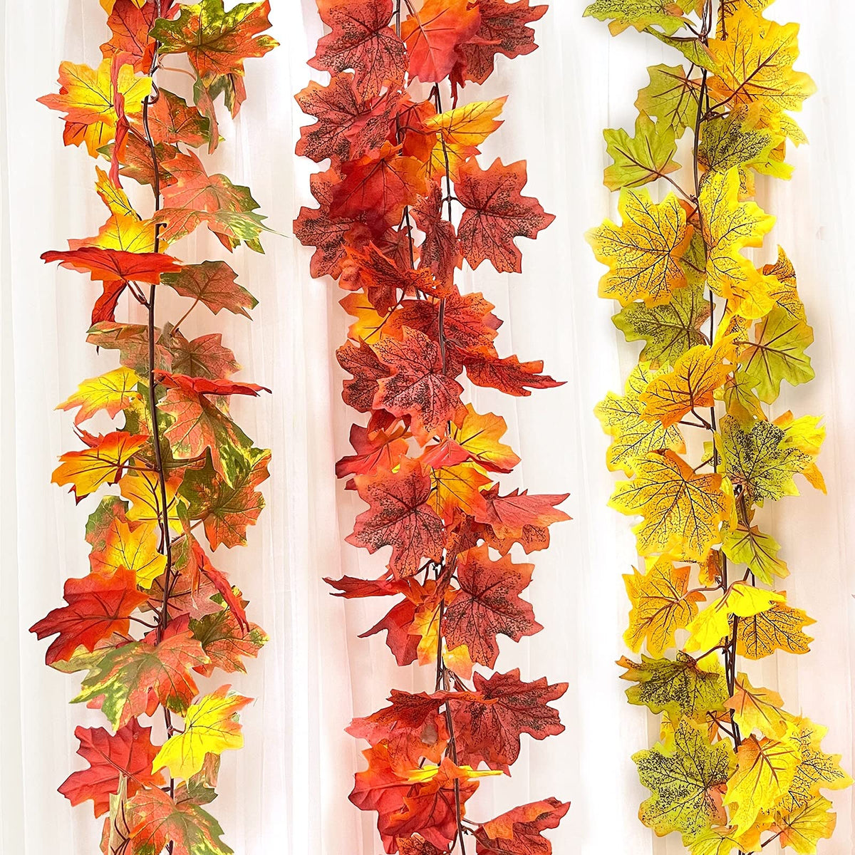 Fall Decor 2 Pack Lighted Fall Garland White, orange VARIETY