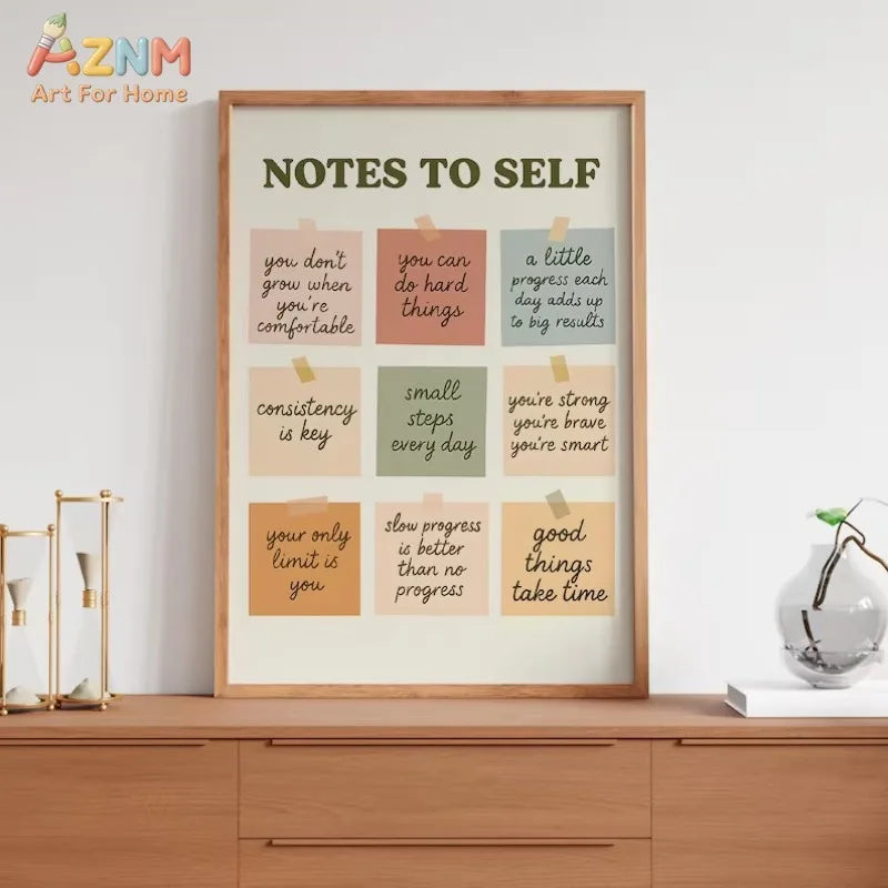 AZNM Growth Mindset Positive Affirmation Canvas Wall Art, The Power of Yet Print, Inspirational Classroom Decor Poster, No Frame