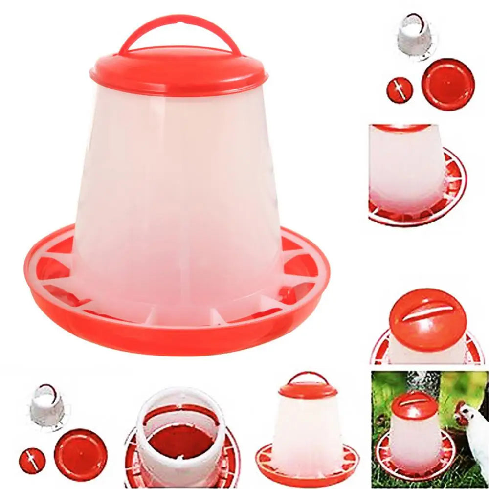 Chicken Duck Feeder Bucket Poultry Food Fountain Chicken Chick Hen Lid Handle Feeding Dispenser Watering Tool Farm Supplies
