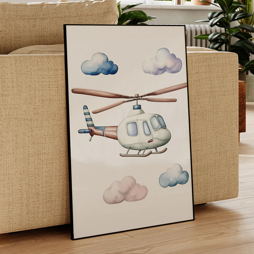 Cartoon Children Airplane Helicopter Hot Air Balloon Wall Art Prints Canvas Painting Poster Picture For Living Room Home Decor