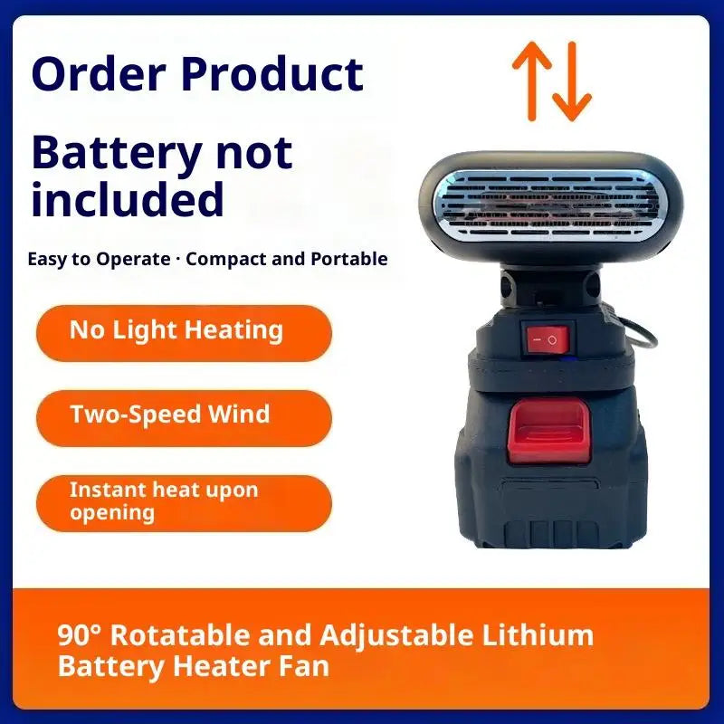 1Pcs 21V Li-ion Batteries Heating Air Warmer / Cooling Blower Wireless Winter Car Heater 2 USB Ports For Phone Charging